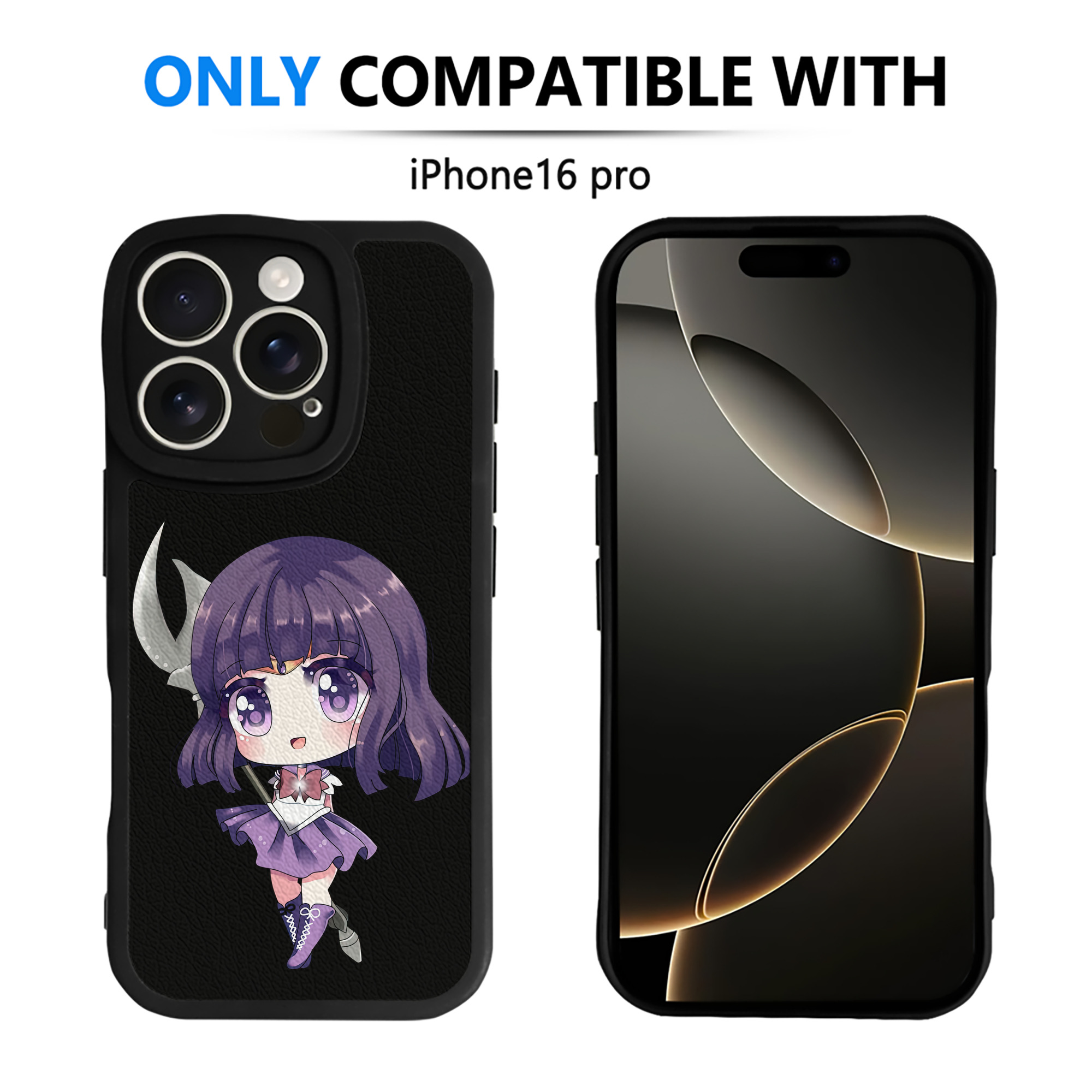 （画像用） 美少女戦士セーラームーン 土萠ほたる Sailor Moon Tomoe Hotaru （セーラーサターン；Sailor Saturn） 【iPhone 16シリーズ対応】シリコンスマホケース（レザー調） 材質：シリコン